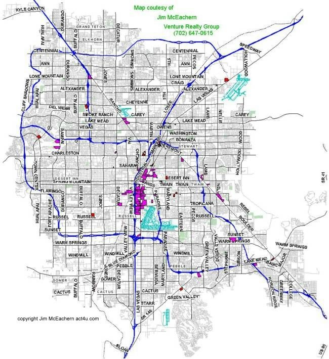Las Vegas City Map including Henderson