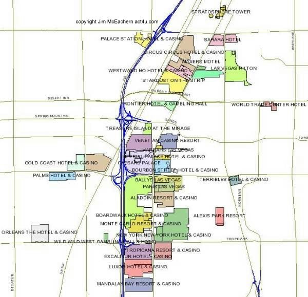 Map of Las Vegas Strip